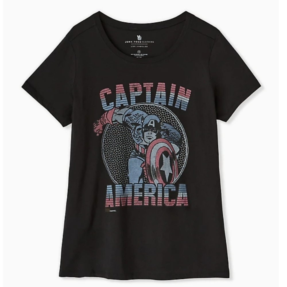 NWT TORRID CAPTAIN AMERICA SIZE 3 BLACK TSHIRT